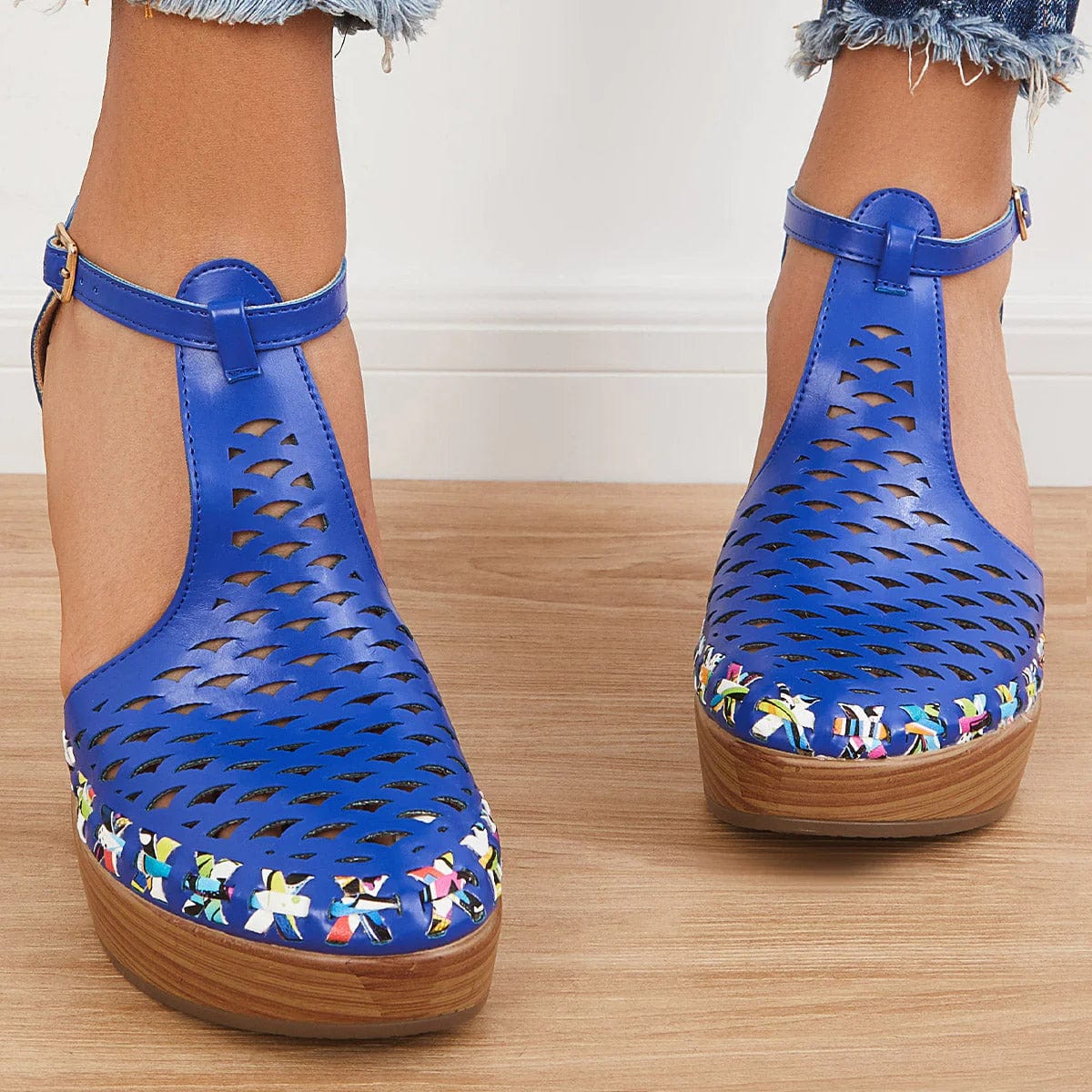 Lively® Sandales Bleu / 35 Sabots à talons en maille | Lively™