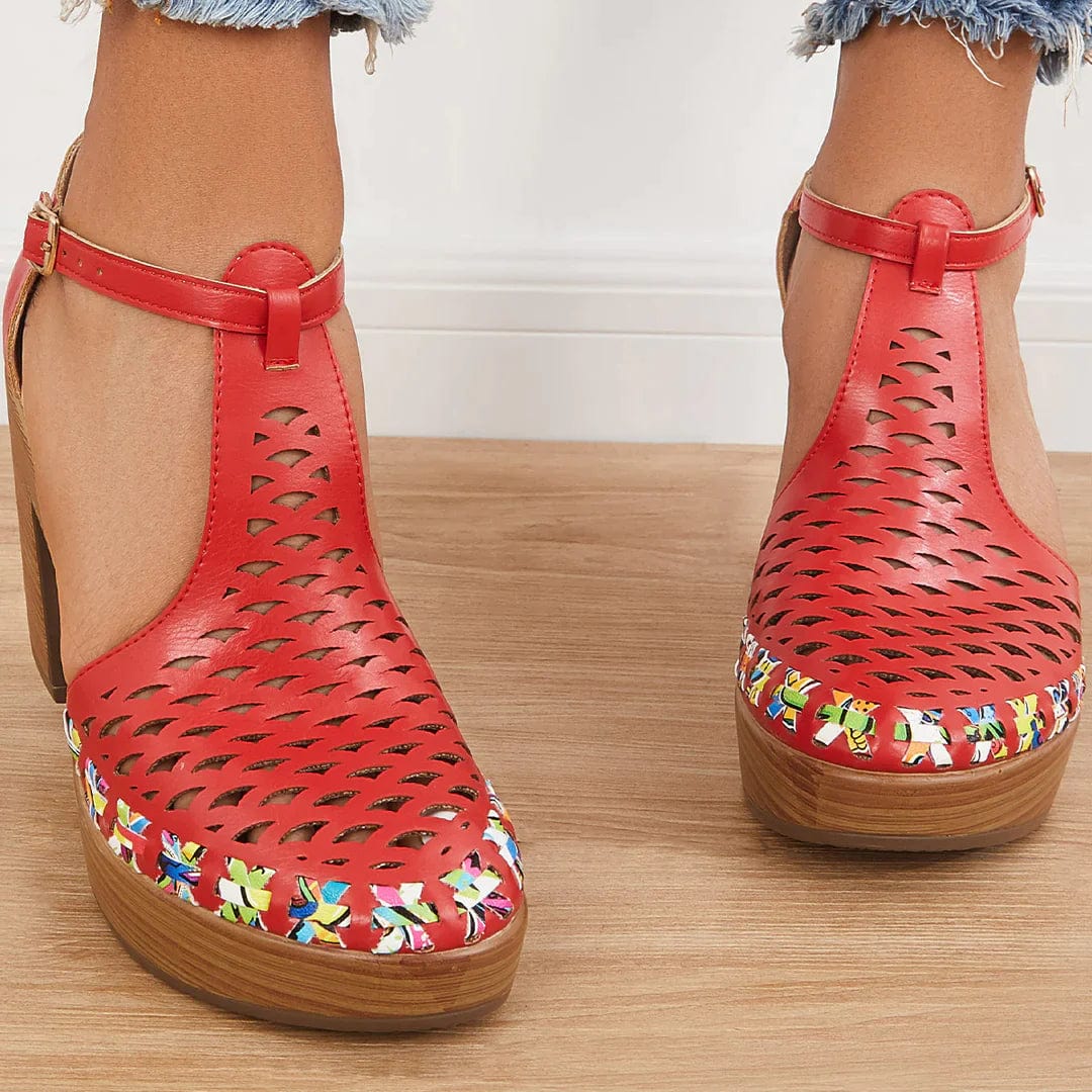 Lively® Sandales Rouge / 35 Sabots à talons en maille | Lively™