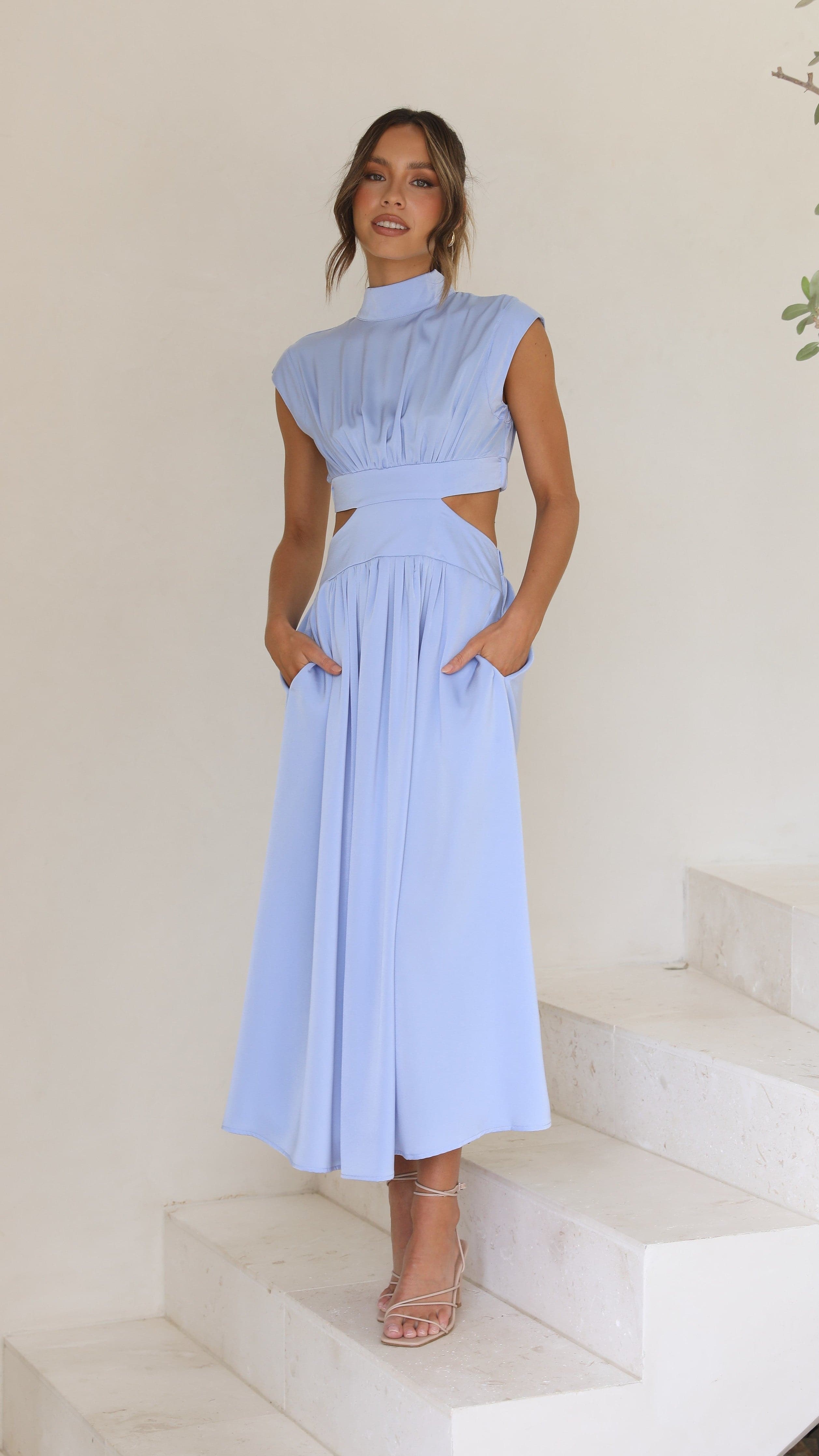 Lively® Vêtements été Bleu clair / 6 UK Robe élégante avec poches | Lively™